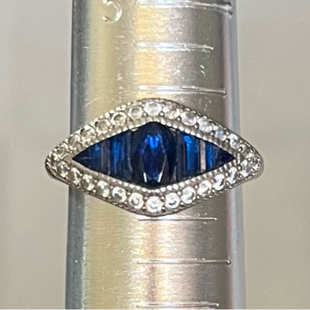 Art deco Spinel blue sapphire lab created ring